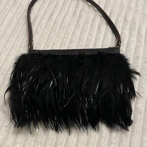 Elegant Black Feathered Women's Bag
